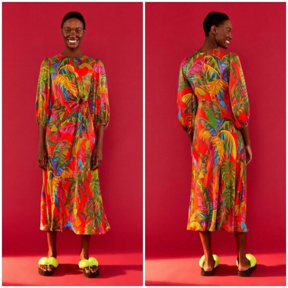 💕FARM RIO💕 Urban Jungle Midi Dress ~ XS NWT - Picture 1 of 16